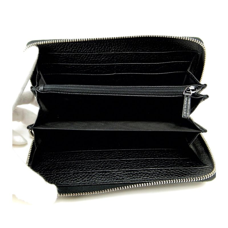 Gucci Round Zipper Long Wallet With Coin Purse 473928 Men's Black Pawnshop