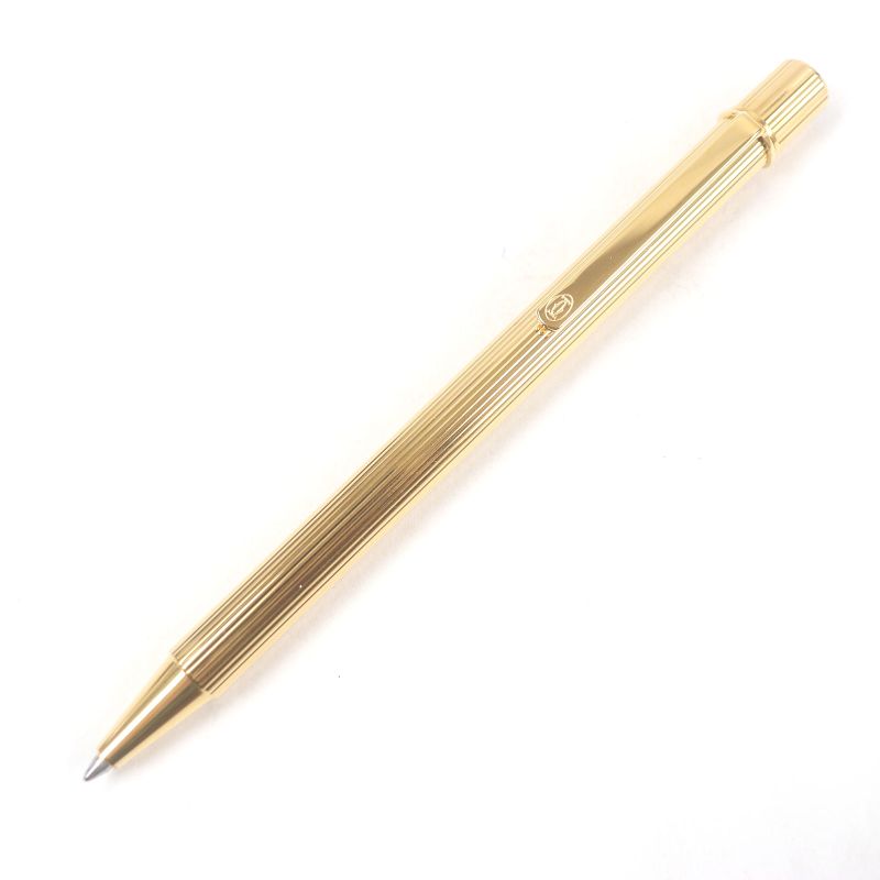 Cartier Must De Cartier Ballpoint Pen With Stripes Gold With Case Made In