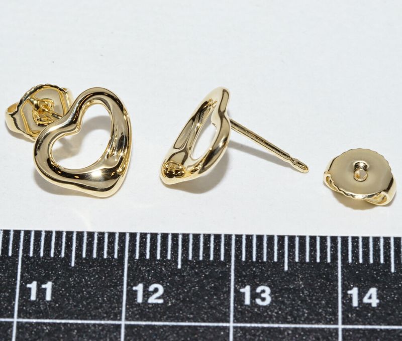 Tiffany & Co Earrings 18K Yellow Gold Elsa Peretti Open Heart Earrings 11mm