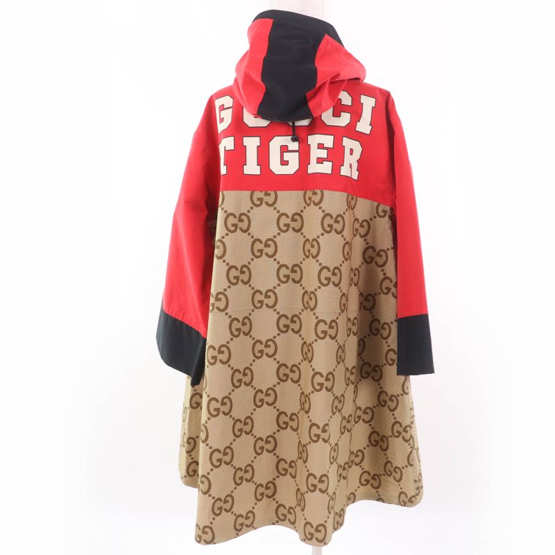 Gucci 22SS 682981 Tiger 100% Cotton GG Pattern Large Size Coat Red Brown 40