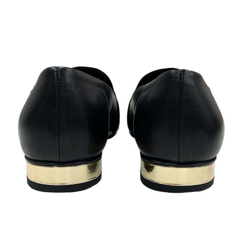 Chanel Loafers Leather Shoes Lambskin Black Gold Opera Shoes Flat Shoes Here