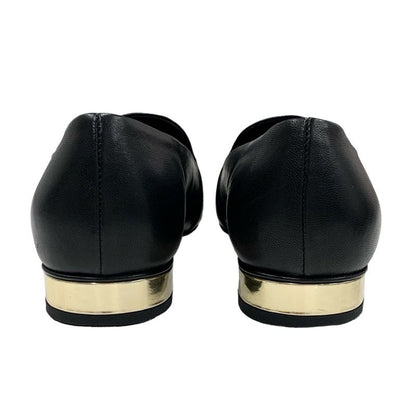 Chanel Loafers Leather Shoes Lambskin Black Gold Opera Shoes Flat Shoes Here
