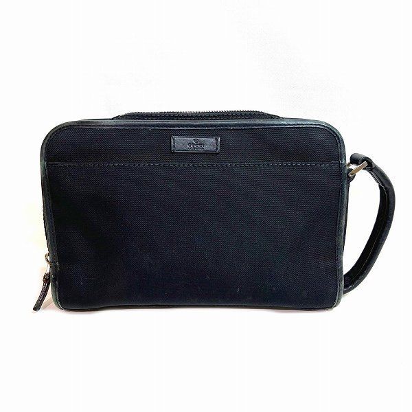 Gucci 203998 Black Canvas And Leather Bag Second Bag Men's