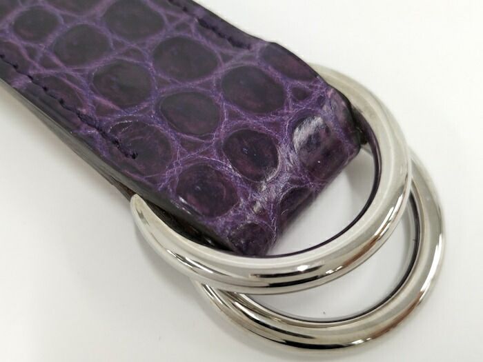 Hermes Scarf Belt Croc Leather Purple □L Engraved