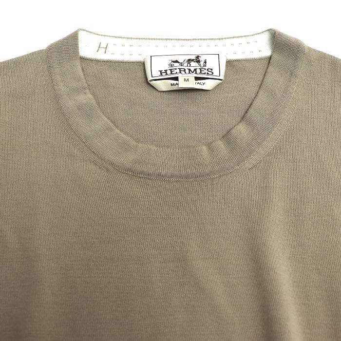 Hermes Long Sleeve Crew Neck Knit Grey M Men's Preowned