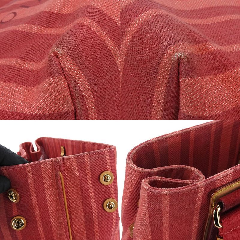 Louis Vuitton Tote Bag Shoulder Plan Soleil Cabas PM M94146 Stripe Red Canvas