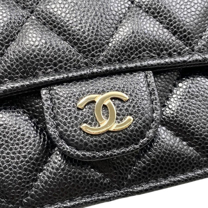 Chanel Shoulder Bag Phone Case Ap3744 Matelasse Caviar Skin Coco Mark Black