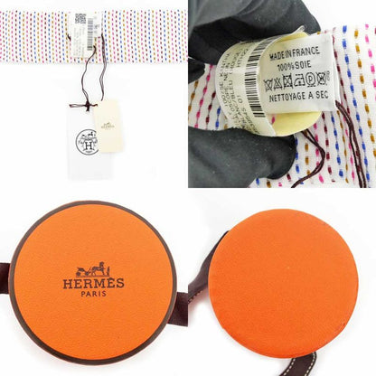 Hermes Twill-kantha Chevaloslope White Silk Scarf Accessory