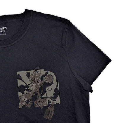 Hermes T-shirt Culture Black Size 38 Cotton Short Sleeve Women's