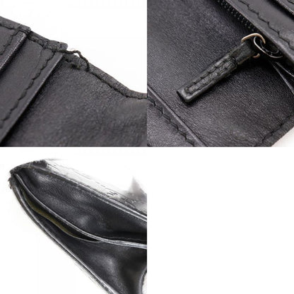 Gucci GG 146229 Striped Leather Black Unisex Long Wallet