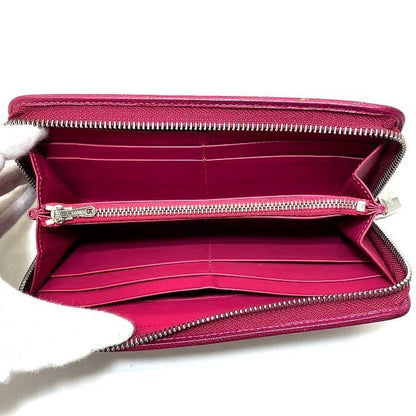 Loewe Round Zipper Long Wallet Shocking Pink Amazona