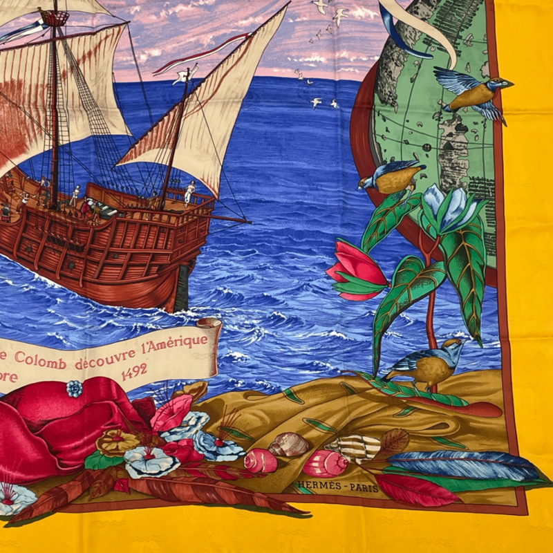 Hermes Scarf Carre 90 Silk Christophe Colomb Decouvre 1 Amerique 12