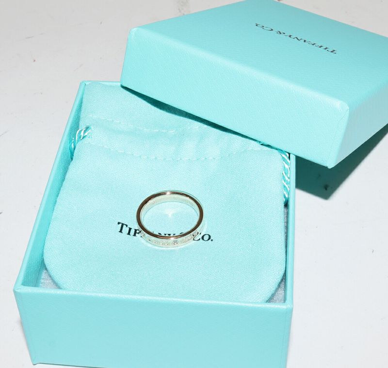 Tiffany & Co Ring 18K Pink Gold Diamond 2P 1837 Narrow Ring