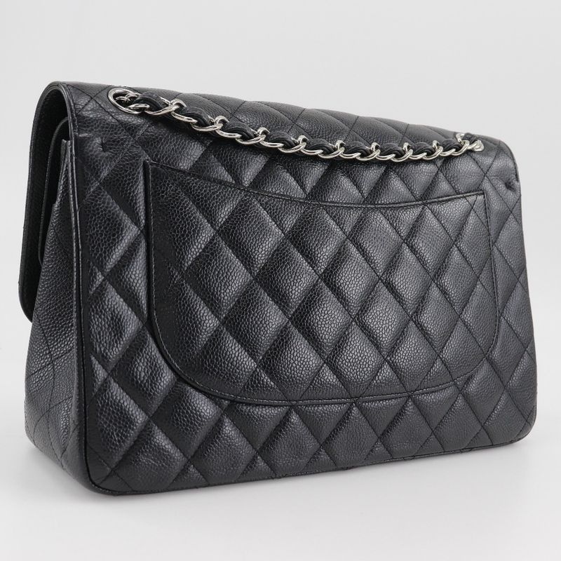 Chanel Deca Matelasse 30 Chain Shoulder Double Flap A58600 Caviar Skin Black