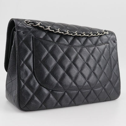 Chanel Deca Matelasse 30 Chain Shoulder Double Flap A58600 Caviar Skin Black