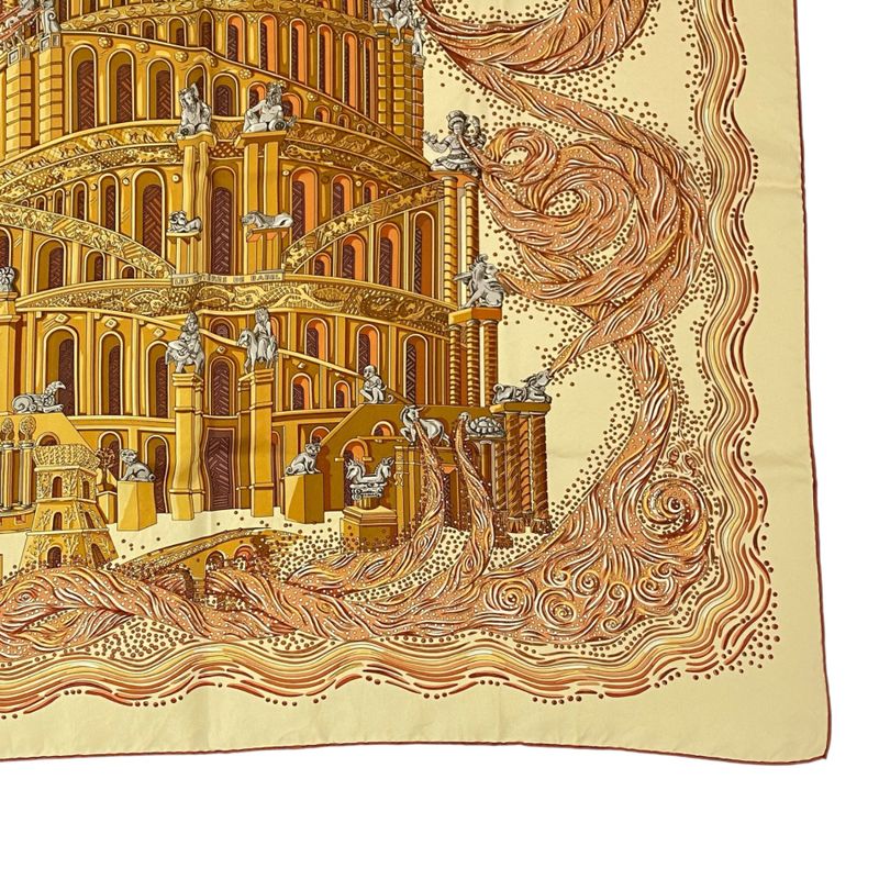 Hermes Carre 90 LES Rivieres DE Babel River Of Babel Scarf 100% Silk Yellow