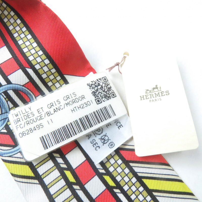 Hermes Brides Et Gris-gris Horse Maitreya And Charm 100% Silk Rouge/white/mordre