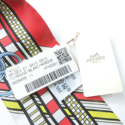 Hermes Brides Et Gris-gris Horse Maitreya And Charm 100% Silk Rouge/white/mordre