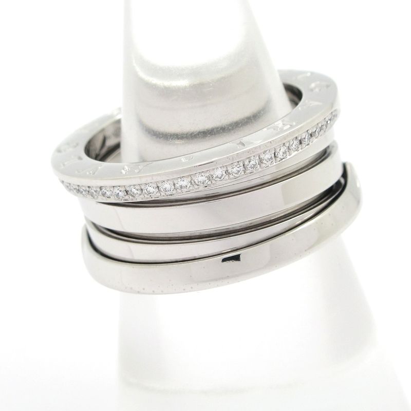 Bvlgari Ring 54 B-zero1 3 Band Ring 18K White Gold X Diamond Demi-pave Diamonds