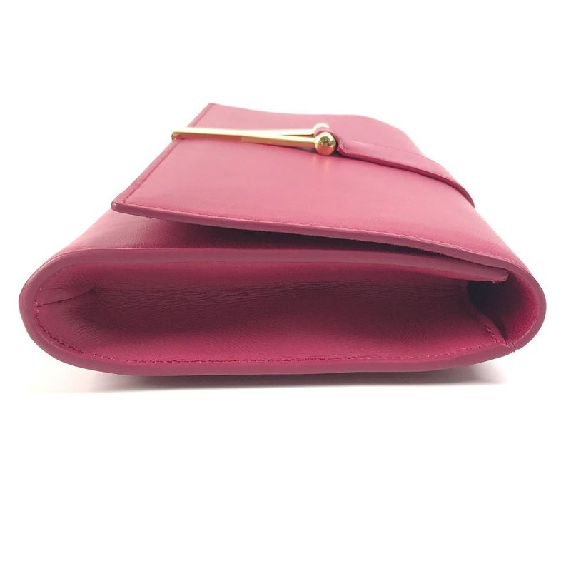 Saint Laurent Clutch Bag Logo Flap 311213 Leather Pink