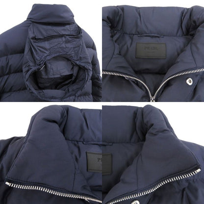 Prada Cropped Technical Fabric Hooded Down Jacket Navy 0513 Prada