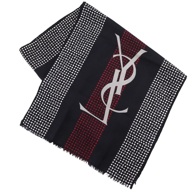 YVES Saint Laurent Yves Saint Laurent YSL Logo Rectangular Silk Black Women's