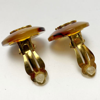 Chanel Coco Mark Circle Plated Tortoiseshell Pattern Engraved 97p Accessory