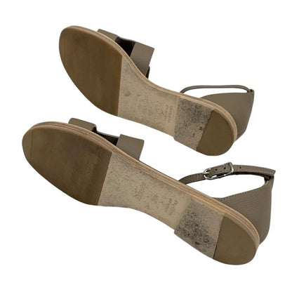 Hermes Santorini Sandals Shoes Leather Brown Flat Sandals Etoupe