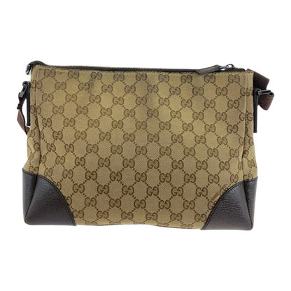 Gucci Beige Brown Silver Hardware GG Canvas/leather 114 273 Shoulder Bag