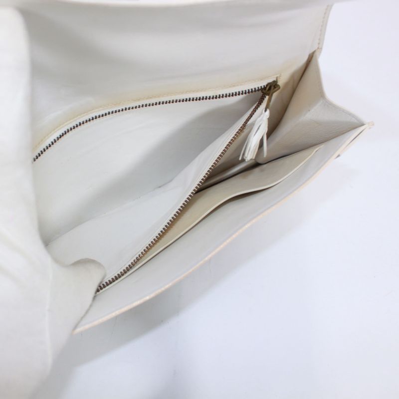 Hermes Medor Box Calf Black And White Clutch Bag Silver