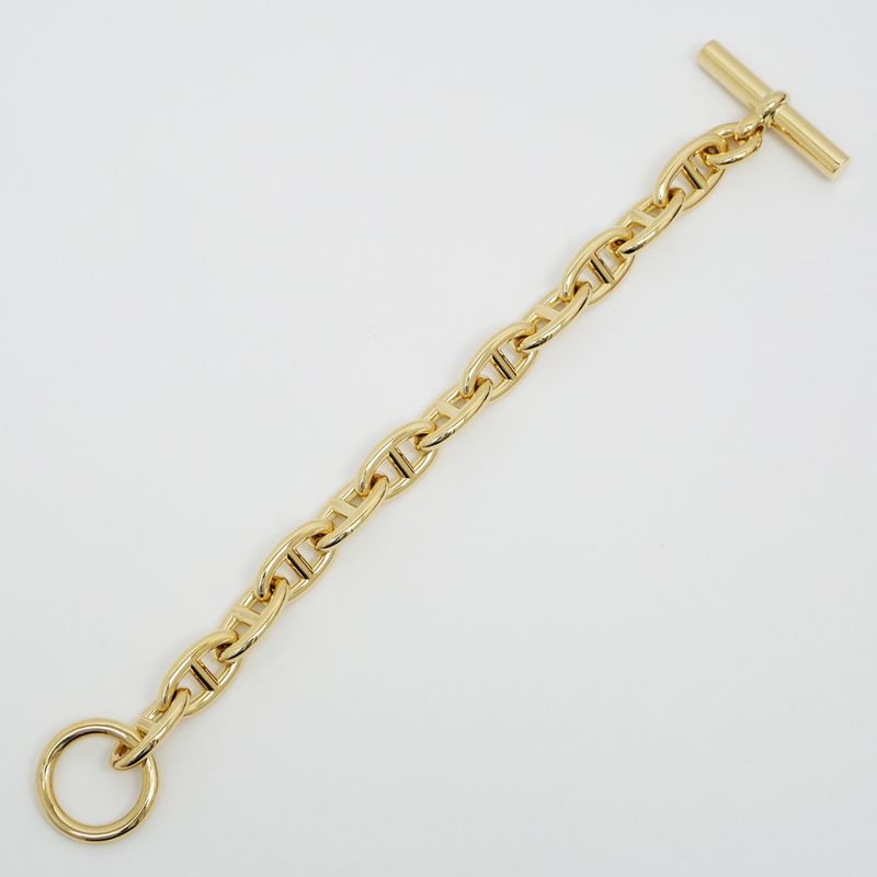 Hermes Chaine D'ancre GM Bracelet 750 YG Yellow Gold 12 Pieces Approx