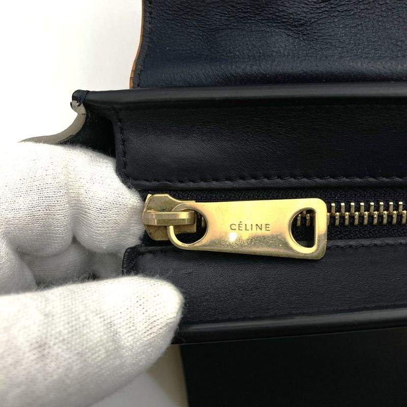 Celine Trapeze 4124 Handbag Crossbody Shoulder Bag Orange/black/white Black/whit