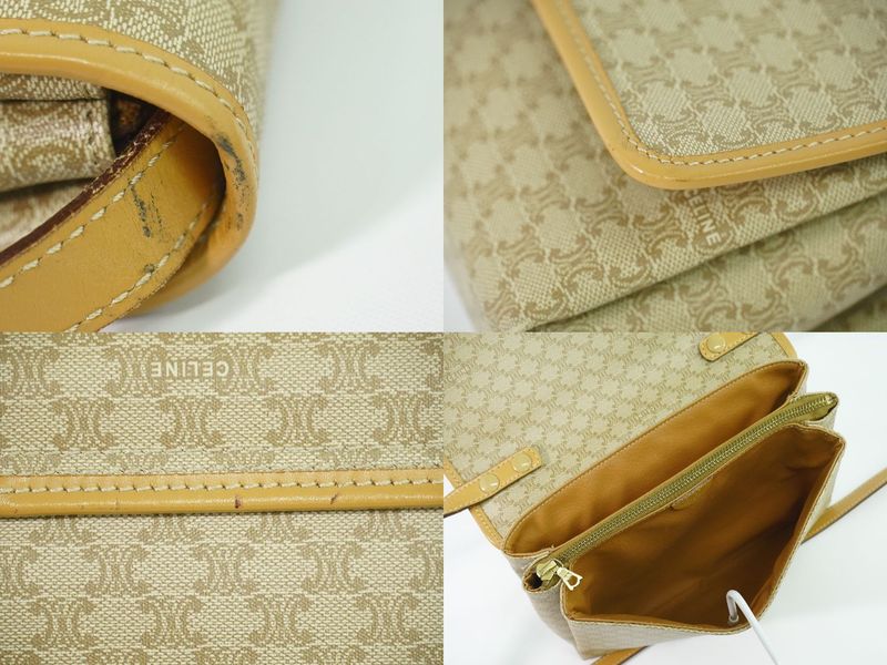 Authentic Celine Macadam Shoulder Bag Pochette PVC Beige Macadam Bag Pre-owned