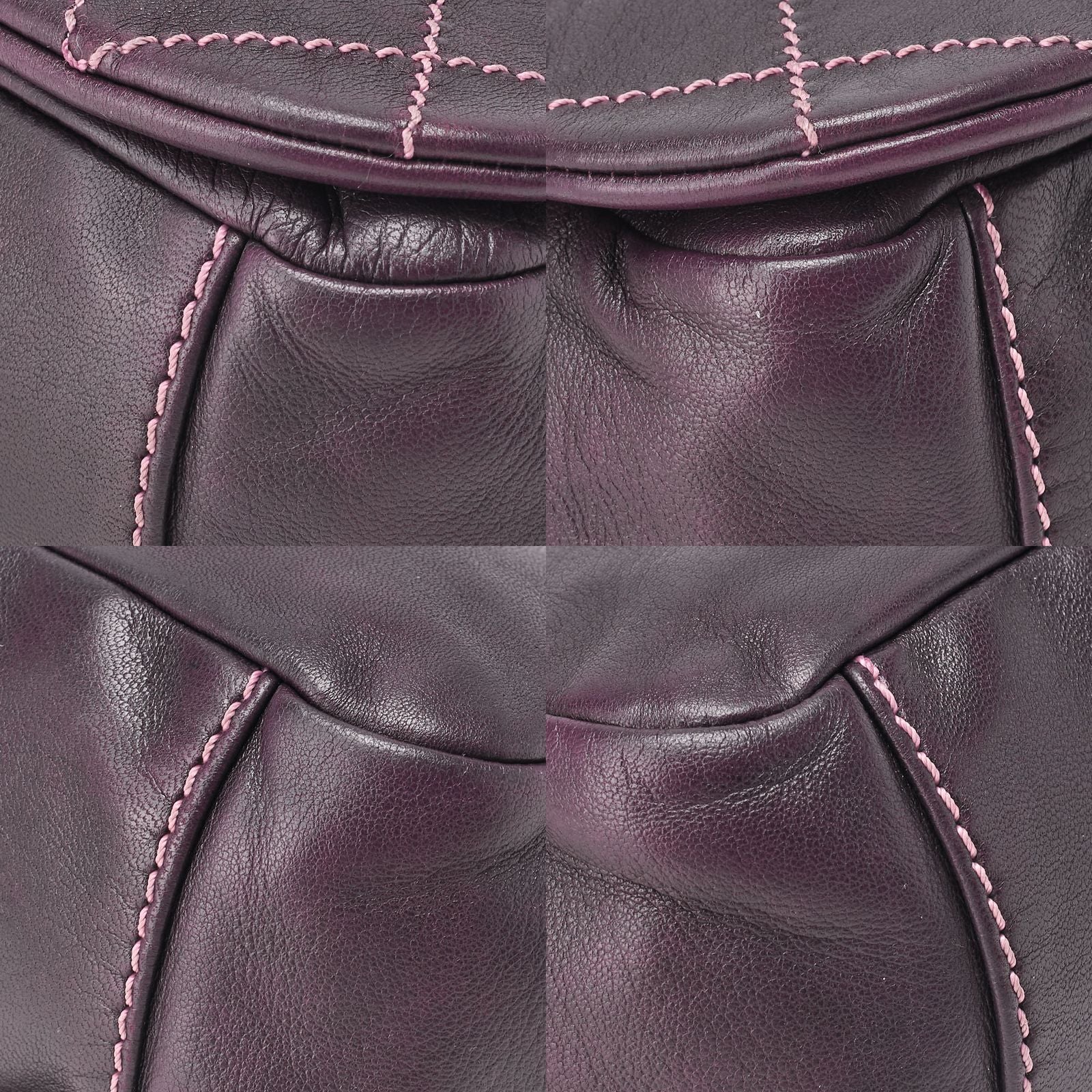 Chanel Shoulder Bag Matelasse Wild Stitch Decacoco Lambskin Purple Silver