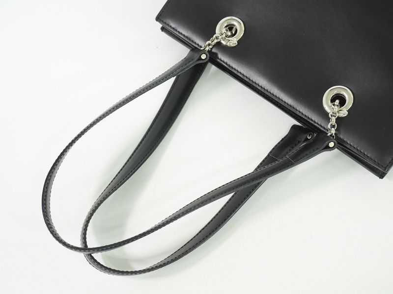 Authentic Cartier Leather Shoulder Bag Tote Bag Black Bag Pre-owned [follow-up
