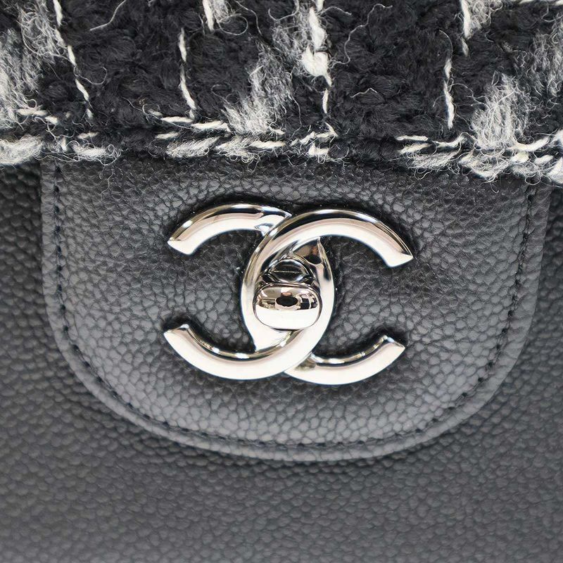 Chanel 2016 Matelasse 30 Tweed Leather Double Flap Double Chain Bag Serial 23rd