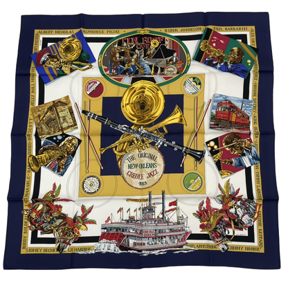 Hermes Scarf Carre 90 Silk THE Original NEW Orleans Creole JAZZ New Orleans