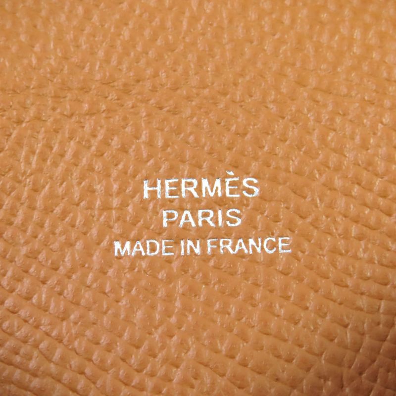 Hermes Calvi Gold Vaux Epson Silver Hardware Card Case Stamped B With Box Made