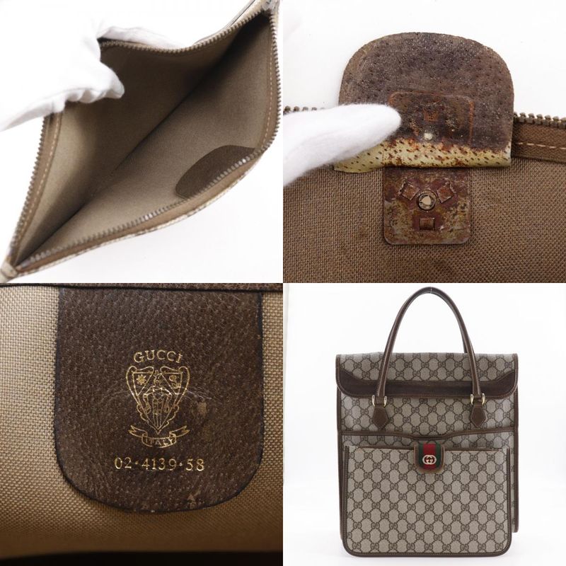 Gucci Old Gucci Sherry Line Interlocking GG 02.4139.58 PVC Brown Unisex Handbag