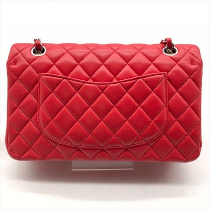 Chanel CC Logo Turnlock Quilted Lambskin Chain Shoulder Bag Red Purse