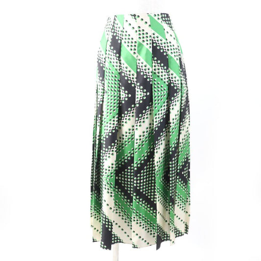 Gucci 409370 100% Silk Dotted Pleated Skirt Long Skirt Greenish 36 Garmented