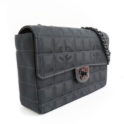 Chanel Vintage New Travel Line All Black Chain Shoulder Bag Black