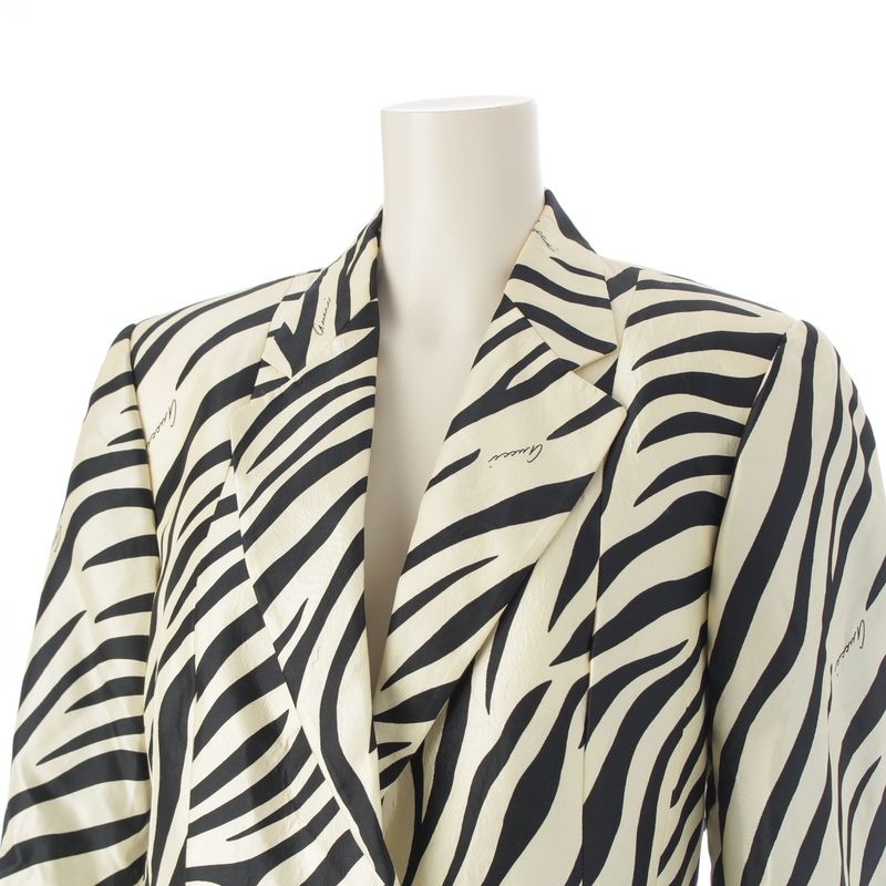 Gucci 1996 Tom Ford Period Zebra Print Logo Gel Button Tailored Jacket Outerwear