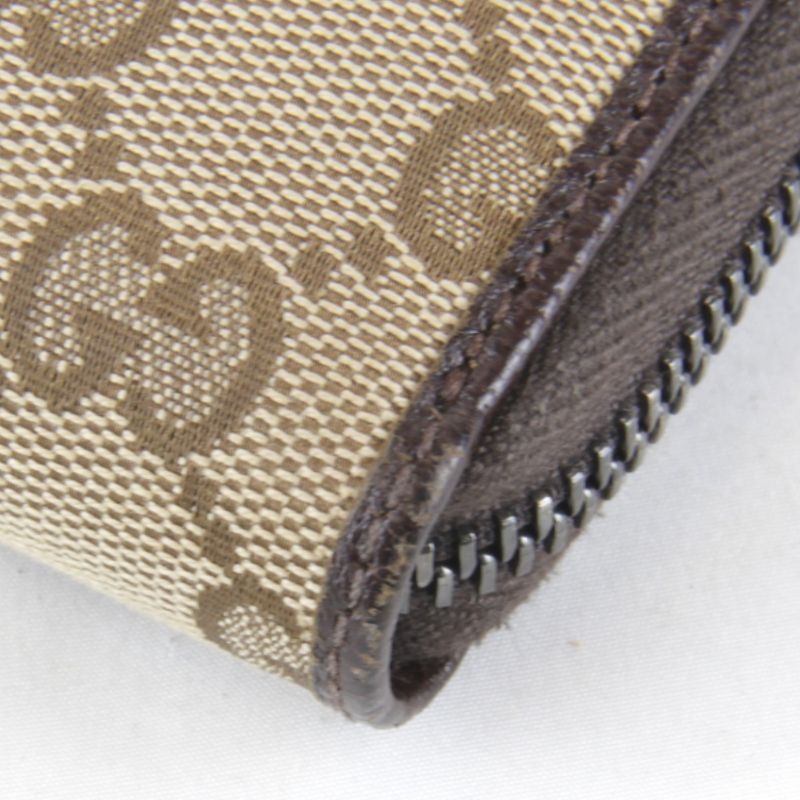 Gucci Round Zipper 307980 493075 Long Wallet In GG Canvas Brown