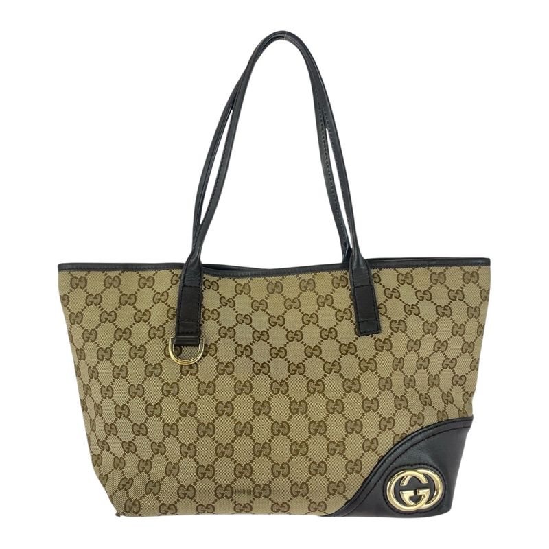 Gucci Abby Brown Gold Hardware GG Canvas/leather 169 946 Tote Bag Shoulder Bag