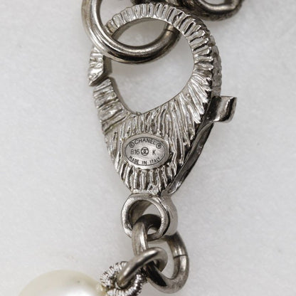 Chanel Smile Coco Mark B16 Faux Pearl And Rhinestone Black Unisex 167g Necklace