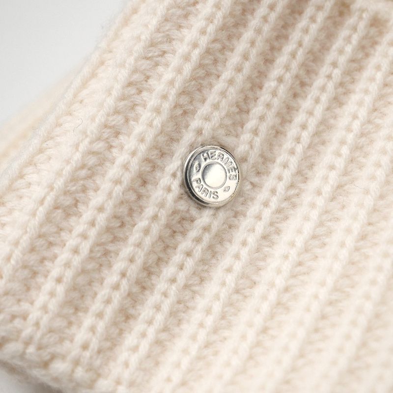 Hermes Freckens Knit Cap Size S Serie Button H Logo Ribbed Beanie Hat