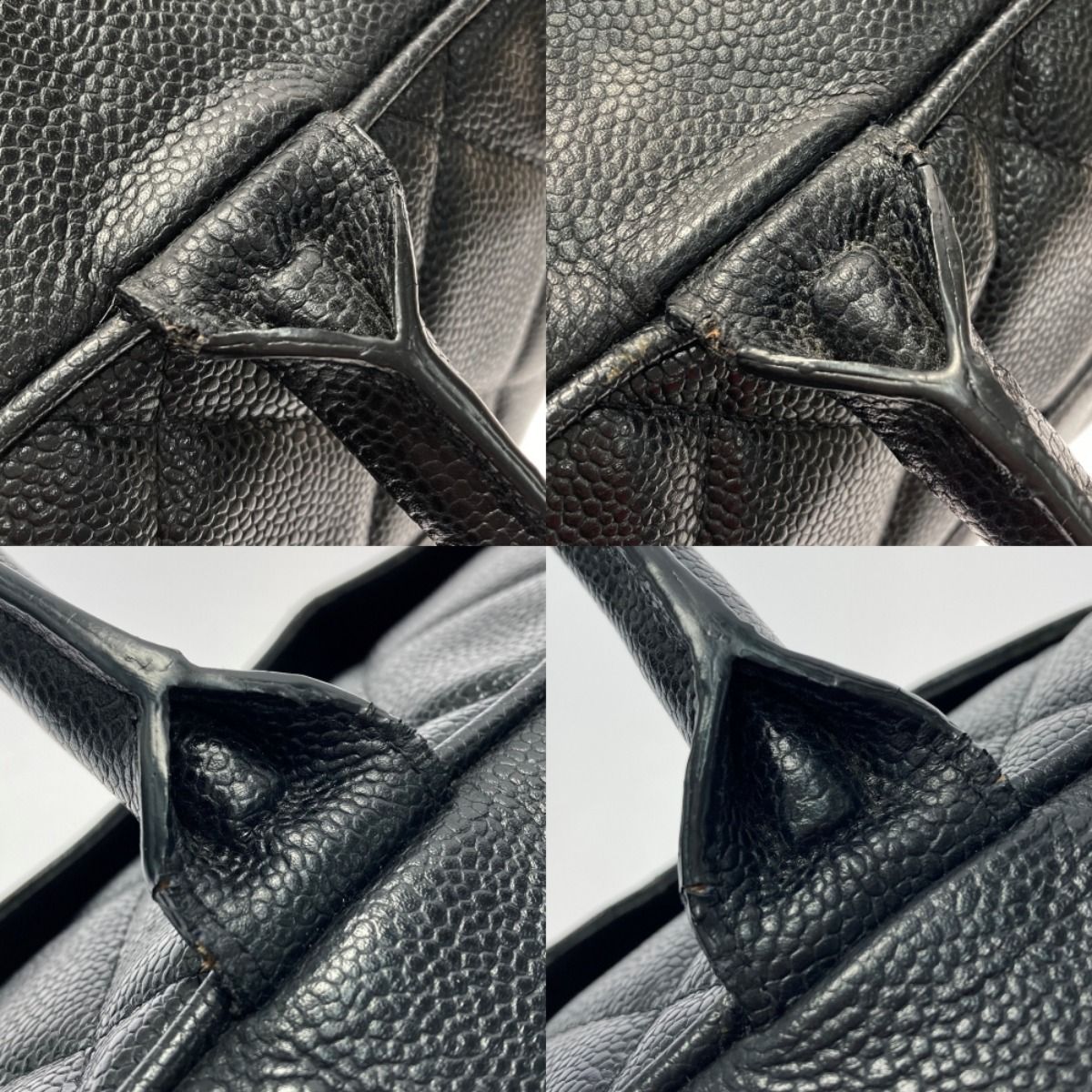 Chanel Matelasse Boston Bag Large Black Caviar Skin Coco Mark Gold Hardware