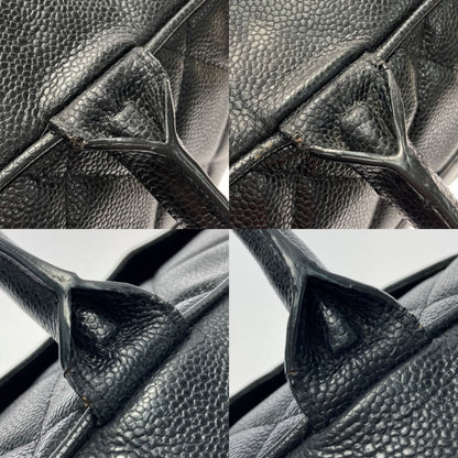 Chanel Matelasse Boston Bag Large Black Caviar Skin Coco Mark Gold Hardware