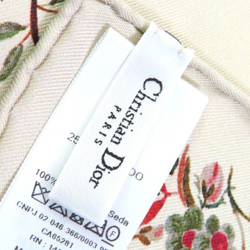 DIOR Jardin D'hiver 90 Square Scarf 100% Silk Beige Multicolor Made In Italy